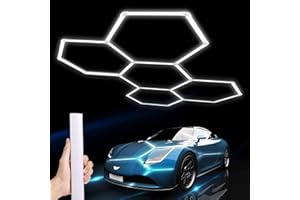 MIMIEAR Hexagon LED Garage Lights:192W 5 Grids DIY led Honeycomb Ceiling Light,6500K Ultra Bright,2.4x1.7m,Easy Install, Durable Design for Garages,Car Detailing,Workshops,Exhibition Hall,Gym,Shopping malls