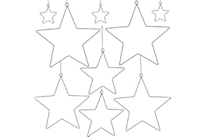 SILARLAIT 9 Stück Metall Stern Schwarz, 2er 30/25/20 cm & 3er 10cm Metallstern Weihnachtsdeko mit 5m Juteschnur, Metall Dekohänger Sterne, Stern Deko, Weihnachtsstern Fensterdeko Deckendeko Wanddeko