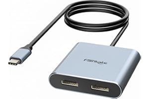 FAIRIKABE Adaptador USB C a HDMI Dual 4K 60 Hz, Pantalla extendida para 2 monitores, concentrador Tipo C, estación de Acoplamiento múltiple para portátiles (Requiere Modo Alt de DP)