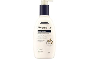 Aveeno Loción corporal hidratante Skin Relief (300 ml), loción corporal sin perfume para piel muy seca, cuidado natural de la piel con avena calmante y manteca de karité, vegana*