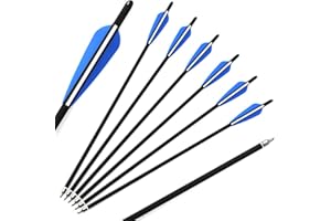 ACCMOS 12/24pièces Diamètre Intérieur 7.6mm Flèches de Carbone pour Arbalète de Chasse 16/17/18/20/22pouces Flèches d'arbalète avec Pointe en Acier Amovible Couleur Multiple