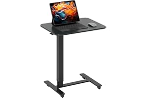 ‎HOMCOM HOMCOM Stehpult, Höhenverstellbar C-förmig Schreibtisch mit 4 Rollen, 65x48x73-110cm Steh-Sitz Schreibtisch für Büro, Arbeitszimmer, Wohnzimmer, bis 70 kg belastbar, Schwarz