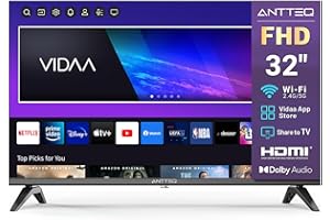 Antteq Vita Series Smart TV 32 Pouces (80cm) Full HD,Télévision avec Netflix, Prime Video/Disney+/Youtube/Rakuten/WiFi,Share to TV, HDMI,L32-AVF3N1,2024