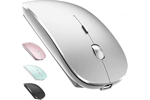 LEAPEST Kabellose Bluetooth Maus für MacBook Pro/Air/Mac/iPad/Laptop/Desktop/Mac/PC/Computer/Telefon - Tragbare schlanke, leise Büromäuse mit USB-C-Adapter 2,4 GHz -Mäuse Kabellos (Silber)