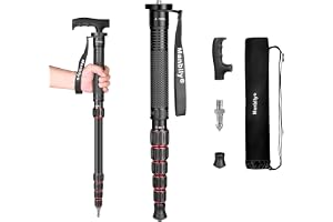 Manbily Monopoder för kameror med handtag, kamera, monopod, promenadkäpp 155,8 cm (61 tum), bärbar kompakt rese-monopod, aluminiumlegering, sticka, selfiepinne, 6 sektioner, 7 kg för