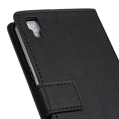 Handyhülle für LG CELLULARE K220 X-POWER ,QUENJOY® Cass Textur Leder Tasche Smart Cover Flip Case Beschützer Haut Schutzhülle Hüllen für LG CELLULARE K220 X-POWER (LGK220) 5,3 Zoll,Schwarz 03 - 6