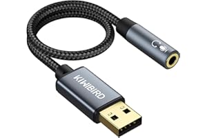 KiWiBiRD Adattatore USB a Jack 3,5mm, Adattatore per Cuffie e Microfono, 4 poli TRRS, Scheda Audio Stereo Esterna USB con DAC compatibile con MacBook, Surface, PS4, PS5, Windows PC, Chromebook