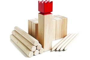 JACJOE ALL PRO Kubb Outdoor Game Viking Garden Throwing Game with Carry Bag Skittle Game Hardwood Backyard Lawn Games