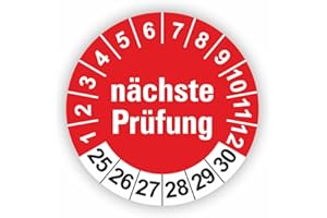 ‎FASSBENDER-DRUCK PRÜFPLAKETTEN Fassbender-Druck PRÜFPLAKETTEN - Hochwertige Prüfetiketten NÄCHSTE PRÜFUNG Ø 40mm - Selbstklebende PVC-Folie - Wartungsetiketten für Prüfung - Prüfplakette für Prüfungsnachweis (90 Stück)
