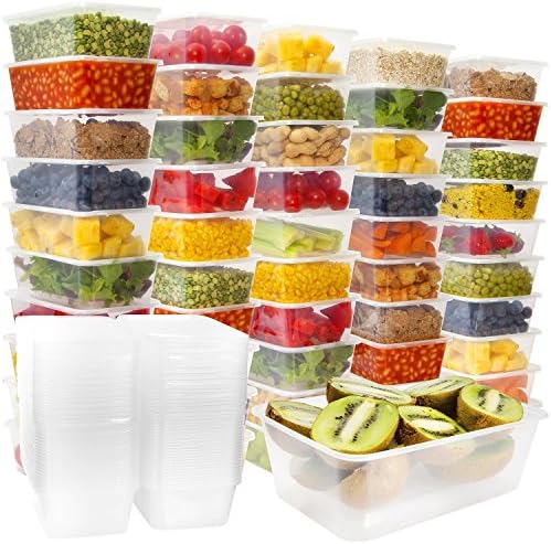 Pack of 10 Plastic Microwave Food Rectangle Disposable Containers And Lids (1000ml)