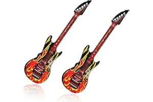 YALIYU 2 Pcs Inflatable Flame Guitar, Blow up Guitar, Dress Punk Rocker Party Accessories, Inflatable Rock Star Toy Set for 80s 90s Themed Carnival Party Fancy Dress Accessory