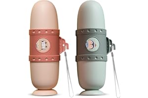 Jadin Estuche Cepillo Dientes Viaje para Niños 2 Piezas, Caja para Guardar Cepillo de Dientes y Pasta, Funda Cepillo Dientes Taza de Cepillo de Dientes Portátil de Plástico para Viaje Hogar Camping