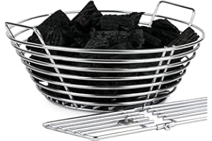 Dallden Stainless Steel Charcoal Ash Basket for Large Big Green Egg & Kamado Joe Classic, Lump Charcoal Basket with Divider,Accessories for Big Green Egg