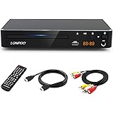 LONPOO Kompakter DVD-Player für Fernseher, Codefree CD/DVD Player mit HDMI/Cinch/USB/MIC Ports,1080p Upscaling, MultiROM (HDM
