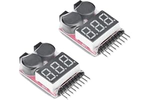 ARCELI RC 1-8s Lipo Testeur de Batterie Moniteur Sonnerie Basse Tension Alarme Vérificateur de Tension avec Indicateur LED pour Lipo Life LiMn Batterie Li-ION (2PCS)