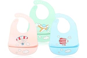 HUNGCEED baberos bebe impermeables, baberos bebe, baberos silicona bebe, 3 baberos, tutete, babero impermeable