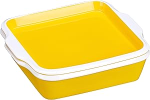 LOVECASA, Teglia da Forno con Coperchio, Piastra di Cottura in Ceramica, Casseruola Individuale per Forno, 23 cm per Dolci, Pasta - Quadrato