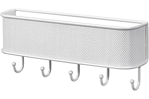 iDesign Elegant Key Holder for Wall, Wall Mounted Rack for Keys and Letters, Made of Robust Metal, White