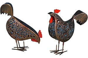 Smart Solar 07491 Poule Solaire en Métal, Lot de 2, Marron 30 x 21 x 8 cm