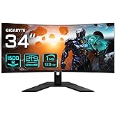 Gigabyte GS34WQC 34" WQHD Curved Gaming Monitor - 3440 x 1440, 300Hz, 1ms, 250 cd/m², FreeSync Premium, HDR Ready, HDMI 2.0, 