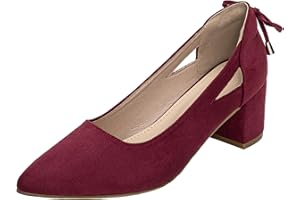 REMXI Women Court Shoes Block Heel Wide Fit Pumps Fashion Classic Court Shoes