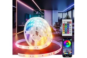 Lphianx LED-Leuchten für Schlafzimmer, 15 m, zuschneidbar, Musik-Synchronisationsmodus, Farbwechsel, Bluetooth-App-Fernbedienung, LED-Leuchten für Zimmer, Küche, Party, Heimdekoration, Beleuchtung