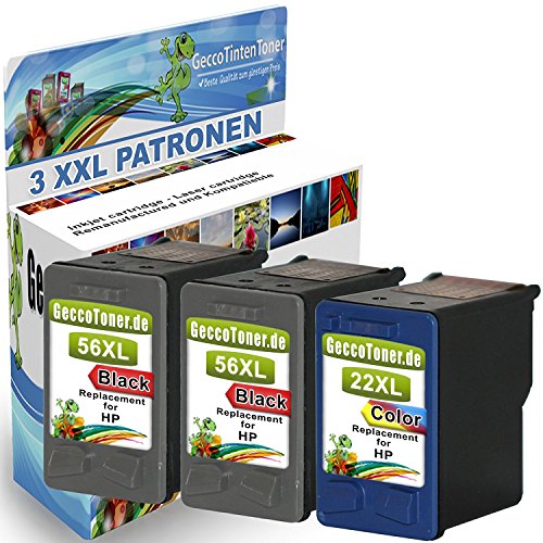 Premium 3er Set Kompatible Tintenpatronen als Ersatz für HP 56 XL + HP 22 XL für Officejet 5605 5605Z 5608 5610 5610V 5610XI 5615 5600 5607 5609 Druckerpatronen (Schwarz , Farbig) 2x56-1x22-hp