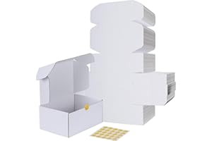 RLAVBL 25 Pack Shipping Boxes 229x153x102 mm, White Cardboard Box with Smiling Faces Stickers, Ideal for Storage, Transport and Small Businesses