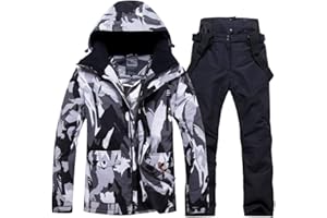 HOTIAN Giacca da sci da Uomo e pantaloni Set, Giacca invernale Donna Calda,Pantaloni Da Sciimpermeabili E Cappotto,per Il Lavoro All'aperto Sci Pesca Equitazione Moto