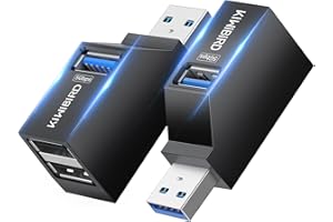 KiWiBiRD Ladron duplicador USB Doble Entrada (1x USB3.0, 2X USB2.0) Pack de 2, concentrador Carga multiplicador hub Mini, Compatible con Ordenador portátil MacBook Llave USB Impresora Teclado Ratón