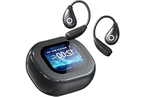 HOVICATIVE Übersetzer Kopfhörer,LCD-Touchscreen ear kopfhörer,Übersetzungskopfhörer Echtzeit,3-in-1 Echtzeit übersetzer Ohrhörer mit 144 Sprachen,Übersetzungsgerät für Reisen und Business (Dunkelgrau)