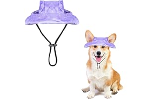 OTKARXUS Cappello da sole per cani, 1 cappello da pescatore regolabile per cani da principessa, con fori per le orecchie, visiera rotonda per cani e pescatori, per cuccioli, cani di piccola taglia, gatto