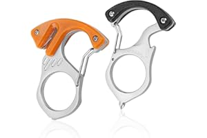 Portachiavi Multifunzione, HASLED 2 Pezzi Anelli Portachiavi lega di Zinco, Portachiavi Autodifesa con Tagliacorda Portachiavi Tattico Lndossabile per Autodifesa 6 in 1 Portachiavi (Arancione e Nero)