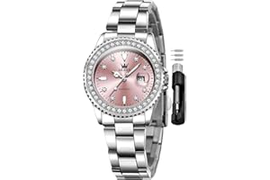 OLEVS Ladies Watch Diamond Dress Quartz Analog Female Watches Stainless Steel Two Tone Waterproof Luminous Day Date for Womens Wrist Watch Gift