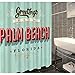 Produktbild Duschvorhang Textil ( Polyester ) 180x200 cm Palm Beach Florida US Diner Stil grün rot schwarz wasserabweisend Anti-Schimmel waschbar / Badewannenvorhang Vorhang, hochwertige Qualität mit Ringen