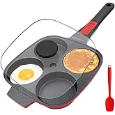 RANX INGST Padella Pancake 4 Fori con Coperchio, Padella per Uova Fritte | Padella per Uova Fritte con Manico Rimovibile, pad