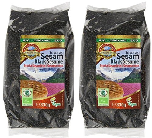 (2 Pack) - Pearls of Samarkand - Organic Black Sesame Seeds | 330g | 2 PACK BUNDLE
