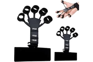 SHUNFAJI Hand Grip Musculation Exerciseur De Doigts Hand Strengthener, Exercice D'avant-Bras Renforcement des Mains Bandes Appareil D'entraînement Réglable avec 6 Niveaux De Résistance(Noir x2)