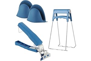 HUTVD Juego de Pinzas de Cocina Anticalor, 4pcs Pinzas de Acero Inoxidable Antiescaldaduras, Pinzas Antideslizantes para Cuenco, Pinzas de horno, Pinzas de Silicona para Microondas, Horno