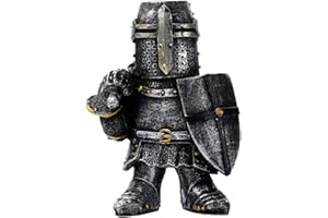 Fuwraixis Ornement de Jardin Chevalier Nain Sculpture d'un Soldat médiéval Figurine de Chevalier Vintage Artisanat en résine Articles de décoration pour Le Bureau et la Maison