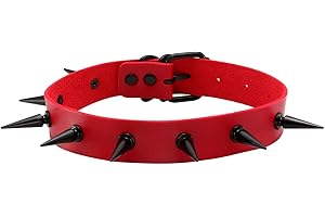 MILAKOO Gothic Rivet Spike Studded Choker Punk Rock Biker Strap Leather Collar Necklace Adjustable