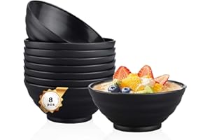 Pleafind Bowl Set of 8, 24oz Plastic Bowls for Kitchen, Unbreakable and Lightweight Soup Bowls, BPA-Free, Idea for Cereal, Dessert, Salad, Dishwasher and Microwave Safe
