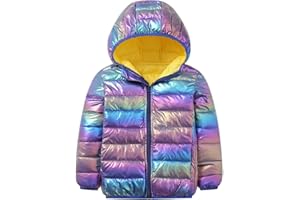 linboo Kinder Winterjacke Mädchen Wintermantel Leicht Jacke mit Kapuze Steppjacke Bunte Baumwolljacke Jungen Herbstjacke