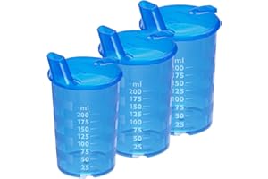 HansaGT Medical Erwachsenen Schnabelbecher mit Trinköffnung – 200ml Trinkbecher mit Deckel, 3 Stück mit Trinköffnung, ideal für Kinder und Senioren, Farbe wählbar (Blau)
