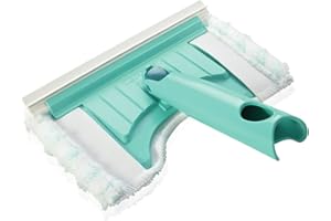 Leifheit Mopa para limpiar azulejos Bath Cleaner micro dúo, mopa plana de 20 cm de ancho y con articulación de 360°, escotadura redonda para rodear la grifería.