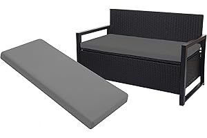 A ATH COLLECTION 100% Waterproof 2 3 4 Seater Indoor & Outdoor Bench Cushion Seat Pads for Lawn & Garden, Patio, Office, Coffee Shop with Removable cover (2 Seater 108cm x 45cm x 5cm, Gray)
