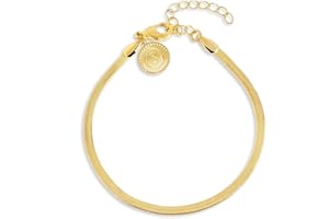 SINGULARU - Pulsera Lisse S. Acero con Acabado en Baño de Oro de 18 Kt. Cadena Plana. Talla Única 16 cm con Alargador 3 cm. Joyas para Mujer