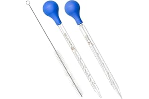 DESONLUKRA DESON 2 Pièces Pipettes en Verre, Compte-Gouttes Graduées Pipettes Verre Avec Brosse de Nettoyage, Pour Pharmacie, Parfum, Laboratoire, Hôpital, Chimie