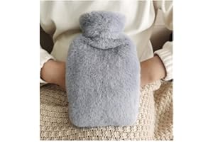 RAPECOTT Termofor, worek na gorącą wodę PCW z pokrywką, termofor z miękką powłoką, szczelny, 2 l, duży termofor z kieszenią typu kangur, ogrzewacz do dłoni dla dorosłych/dzieci