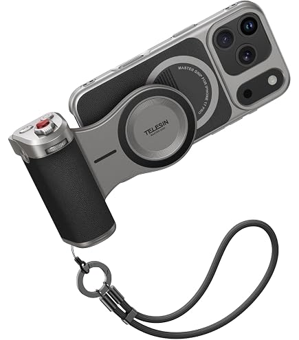Kit TELESIN: Impugnatura Magnetica Per Smartphone + Luce LED C03 Auto Selfie, Compatibile MagSafe